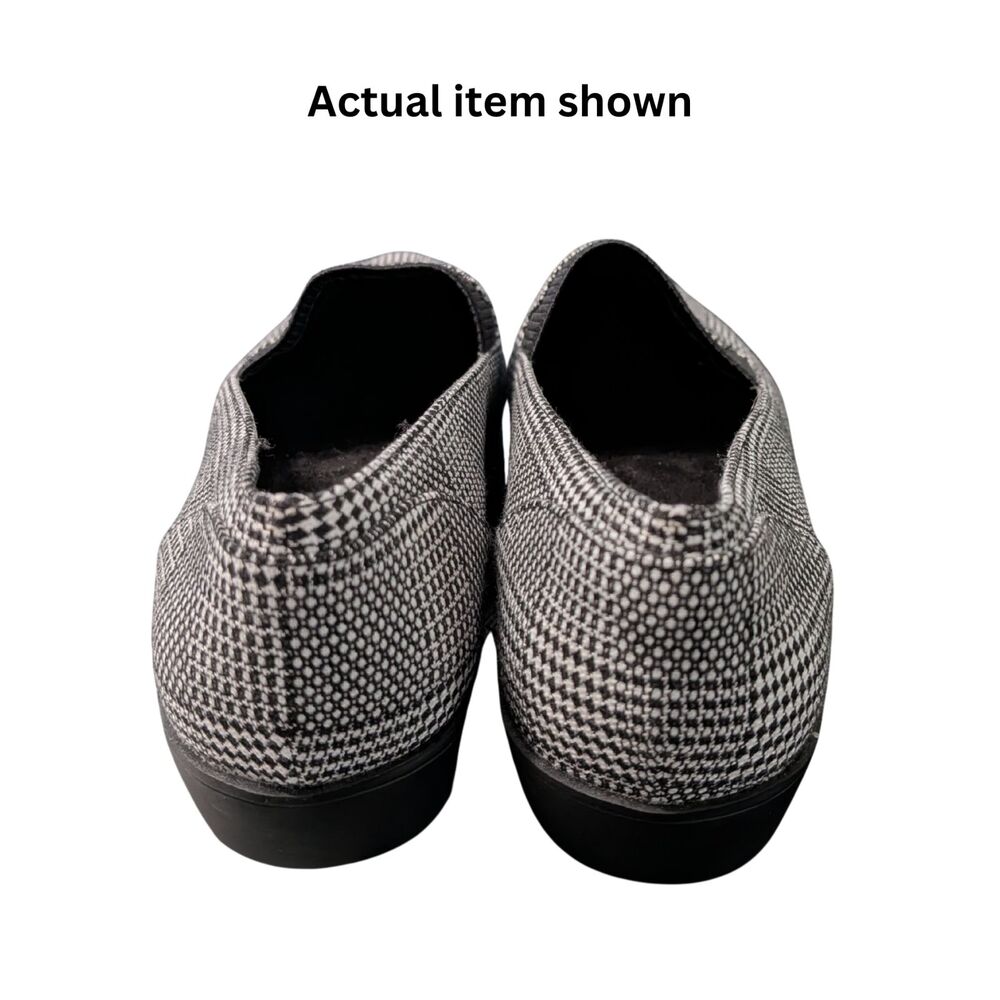 👞 Aerosoles 7.5 Comfortable Glen Plaid Loafers Pointed Toe Flats Black White - Picture 6 of 8